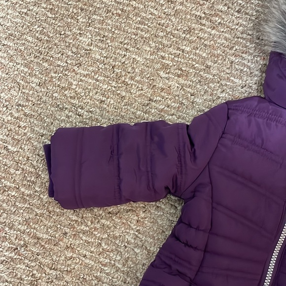 Ck Baby Girls Aerial Longline Faux Fur Hooded Jacket - Picture 3 of 7